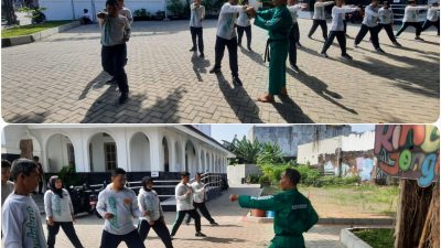 Tingkatkan Kemampuan Fisik Serta Kedisiplinan Linmas, Babinsa Sondakan Latihkan Beladiri Karate