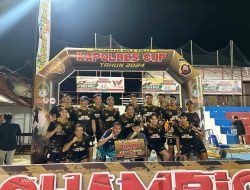 Tim Voli Polsek Nanga Tayap berhasil menjadi juara di Turnamen Bola Voli Kapolres Cup 2024